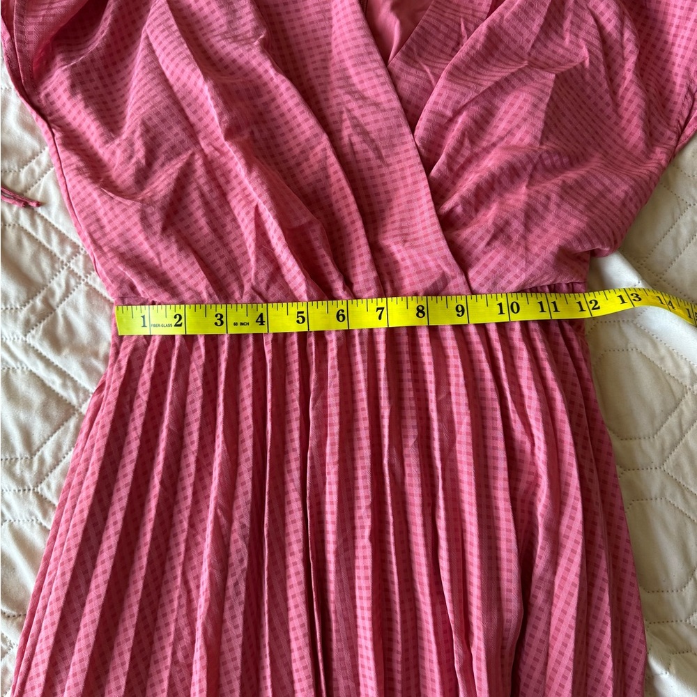 Gal Meets Glam 2 Angelica Pink Pleated Midi Dress with gingham pattern - Picture 10 of 11